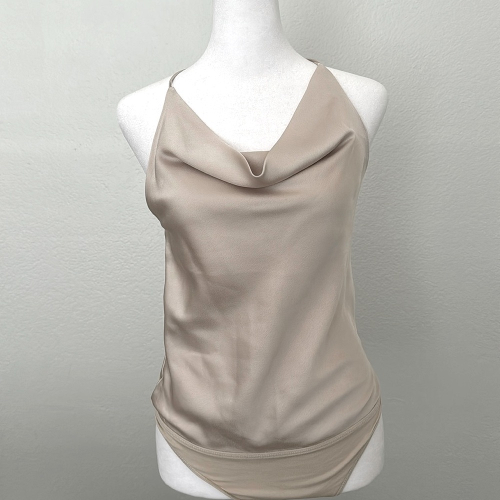 Abercrombie & Fitch Cream Silk Bodysuit Size Extra Small